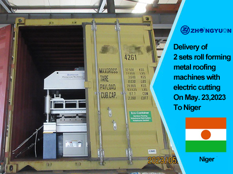 Livraison de 2 ensembles de profileuse de toiture métallique avec découpe électrique le 23 mai 2023 au Niger