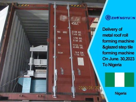 Livraison d'une machine de formage de rouleaux de toit en métal et d'une machine de formage de tuiles vitrées le 30 juin 2023 au Nigeria