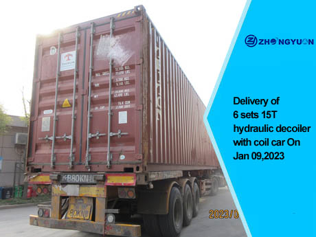 Livraison de 6 ensembles dérouleur hydraulique 15T avec chariot à bobines le 9 janvier 2023