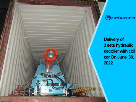 Livraison de 3 sets dérouleur hydraulique 15T avec chariot à bobines Le 30 juin 2022